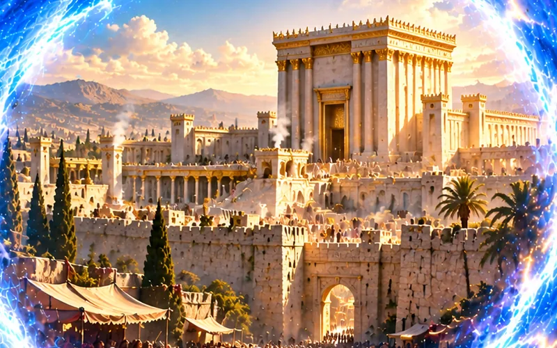 Jerusalem and the Temple seen through a portal